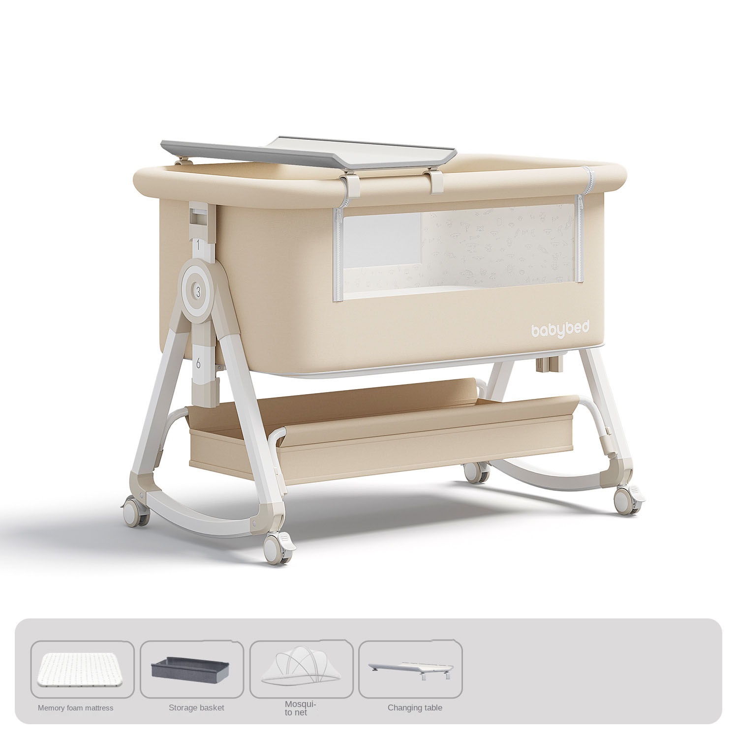Baby Nursery Trolley - Bebek Karyolası, Taşınabilir ve Ayarlanabilir, Katlanabilir,